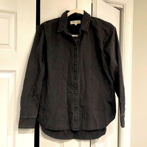 Madewell Distressed Black Button Down